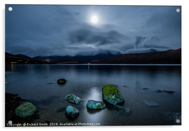Full moon over Loch Ainort Acrylic by Richard Smith