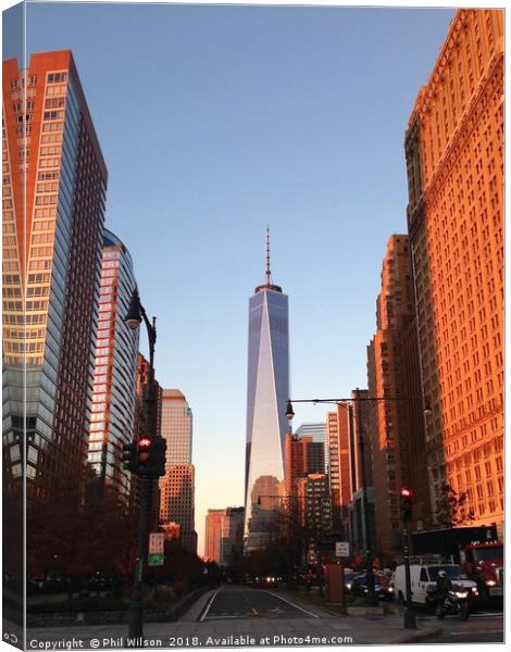 Freedom Tower At Sunset. Canvas Print by Phil Wilson