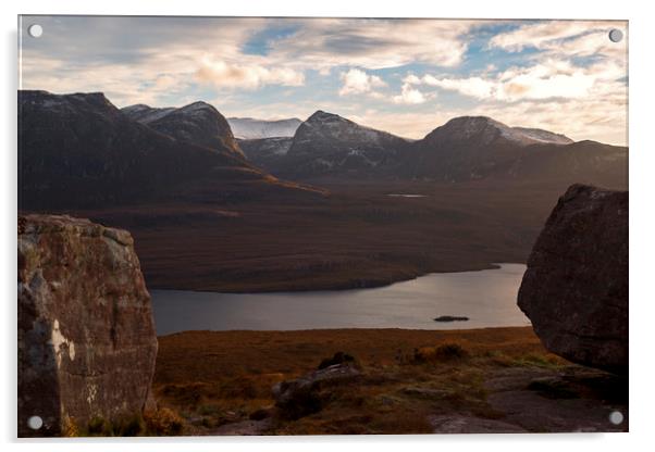 Coigach Mountains across Loch Lurgainn Acrylic by Derek Beattie