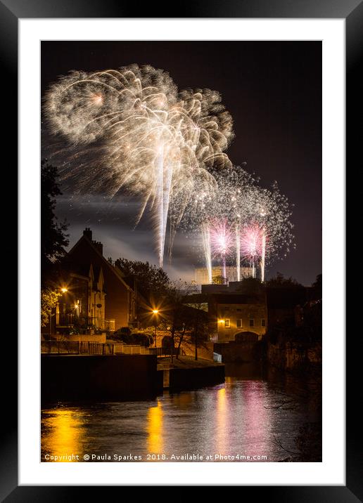 Fireworks at Norwich Castle 2018 Framed Mounted Print by Paula Sparkes