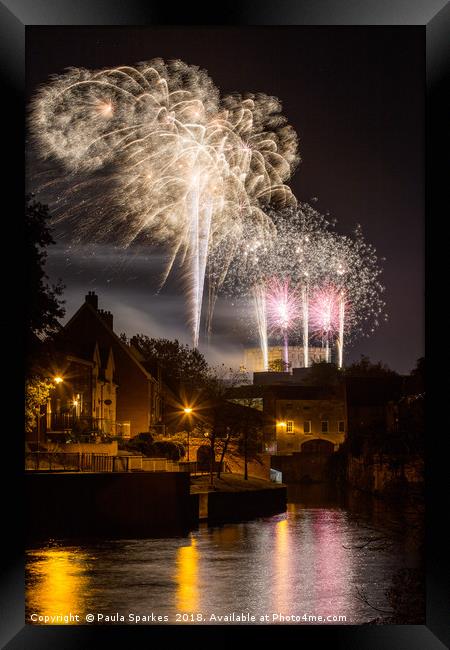 Fireworks at Norwich Castle 2018 Framed Print by Paula Sparkes