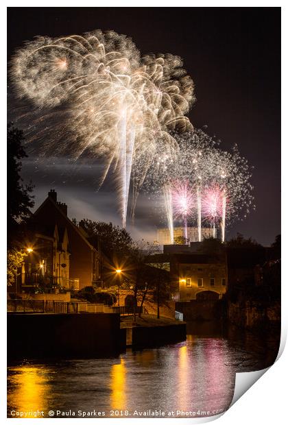 Fireworks at Norwich Castle 2018 Print by Paula Sparkes