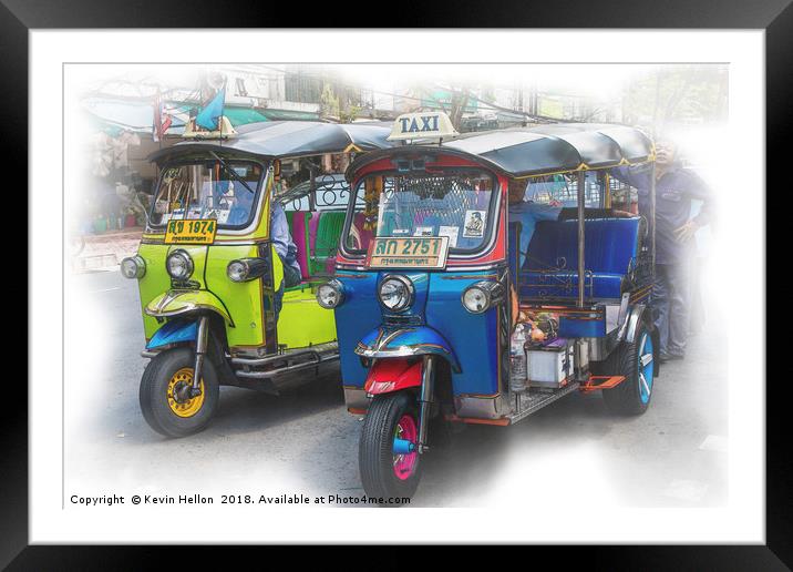 Tuk tuks and their drivers  Framed Mounted Print by Kevin Hellon