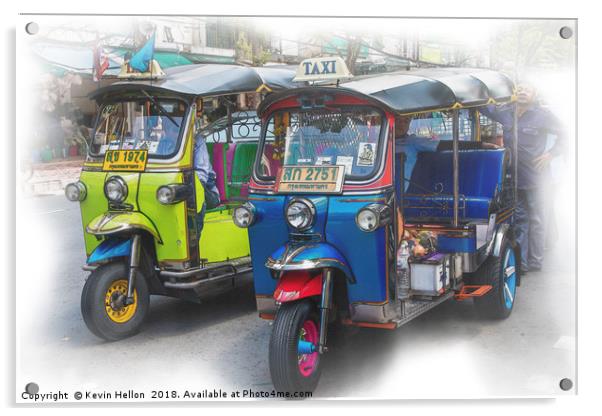 Tuk tuks and their drivers  Acrylic by Kevin Hellon