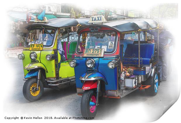 Tuk tuks and their drivers  Print by Kevin Hellon