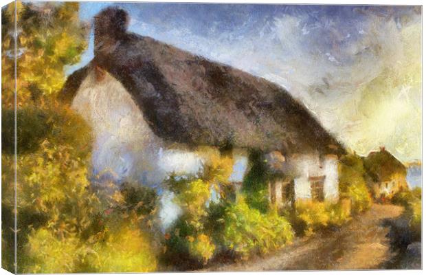 Thatch Cottage  Cornwall uk Canvas Print by Irene Burdell