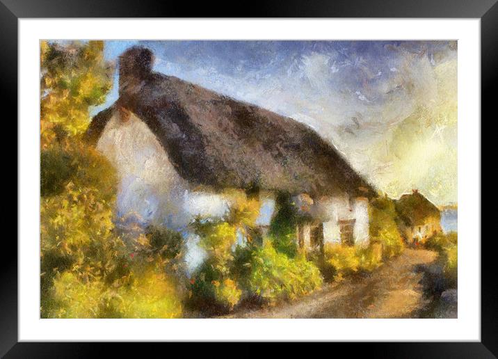 Thatch Cottage  Cornwall uk Framed Mounted Print by Irene Burdell
