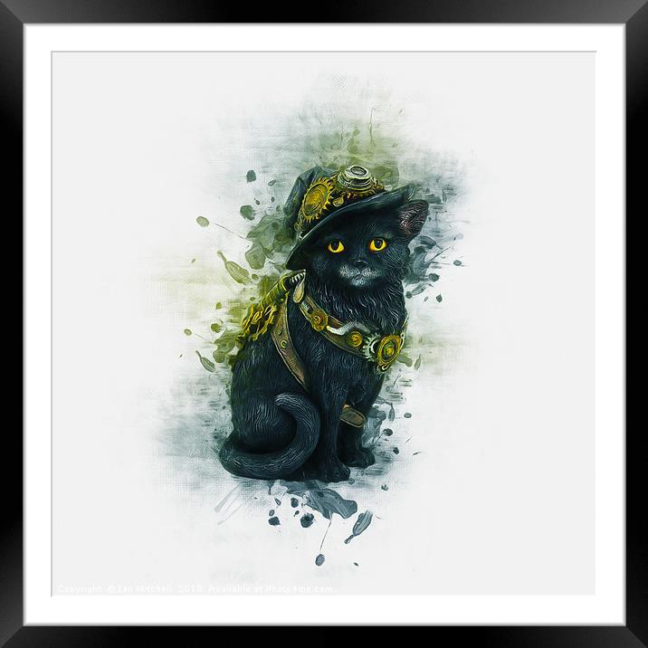 Steampunk Kitty Framed Mounted Print by Ian Mitchell