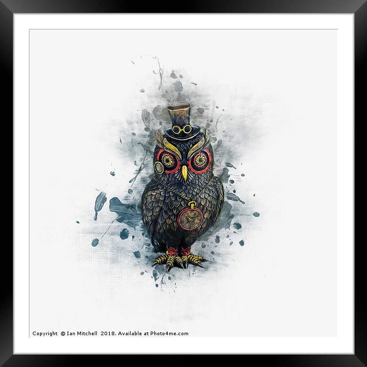 Steampunk Owl Framed Mounted Print by Ian Mitchell