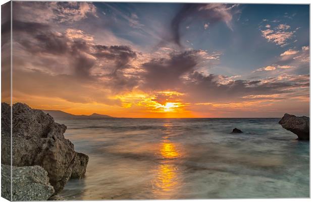 Rhodes Kato Petres Beach Glorious Sunset Canvas Print by Antony McAulay