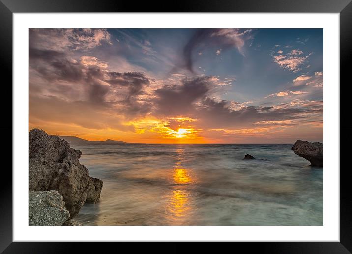 Rhodes Kato Petres Beach Glorious Sunset Framed Mounted Print by Antony McAulay