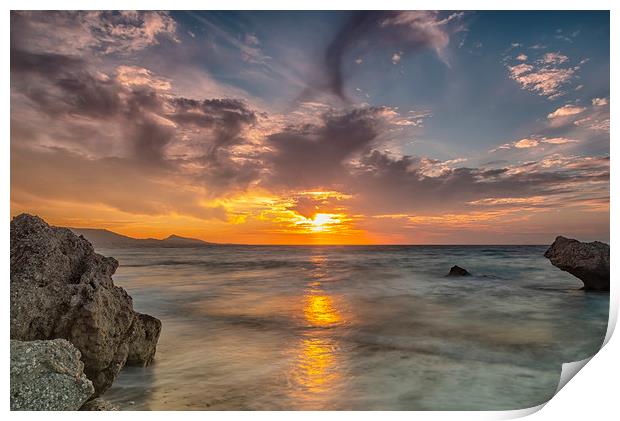 Rhodes Kato Petres Beach Glorious Sunset Print by Antony McAulay