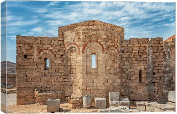 Rhodes Lindos Acropolis Church of Saint John Facad Canvas Print by Antony McAulay