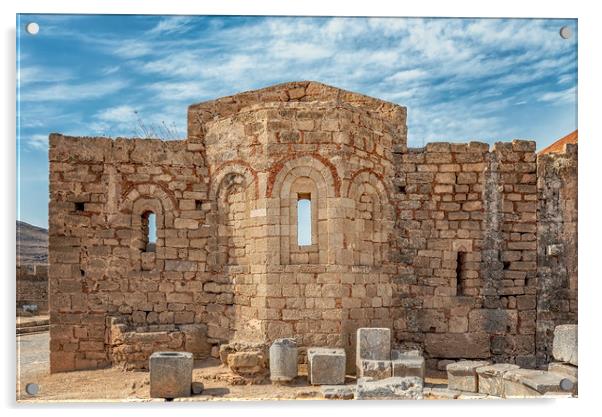 Rhodes Lindos Acropolis Church of Saint John Facad Acrylic by Antony McAulay