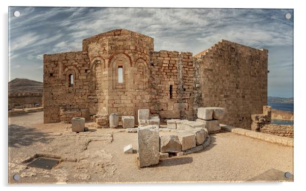 Rhodes Lindos Acropolis Church of Saint John Acrylic by Antony McAulay