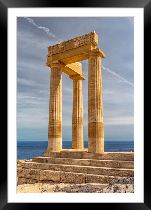 Rhodes Lindos Acropolis Framed Mounted Print by Antony McAulay