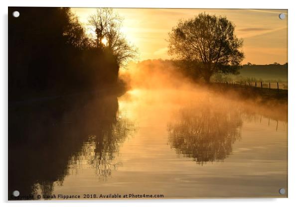 Early morning along the Kennet & avon canal. Acrylic by Sarah Flippance
