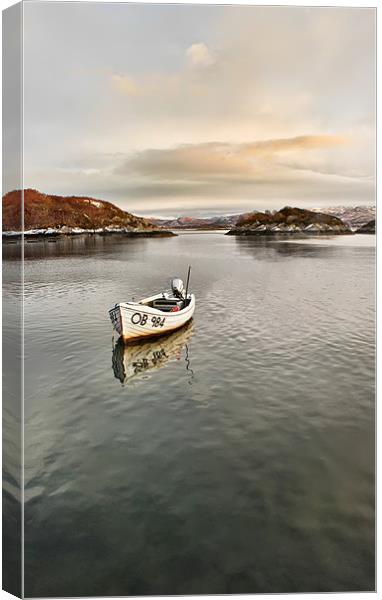 Lone Boat On Loch Shiel Canvas Print by Jim kernan