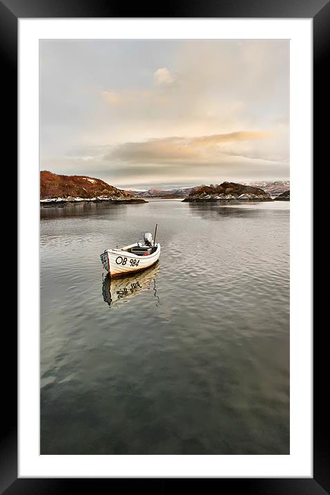 Lone Boat On Loch Shiel Framed Mounted Print by Jim kernan