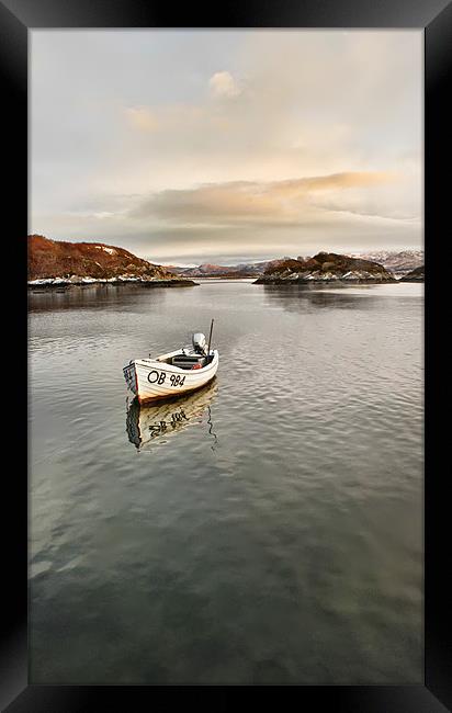 Lone Boat On Loch Shiel Framed Print by Jim kernan
