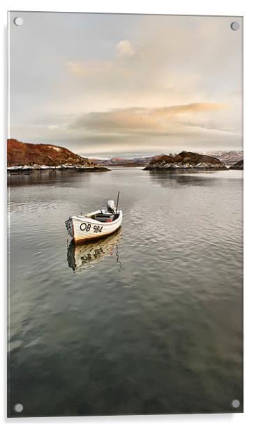 Lone Boat On Loch Shiel Acrylic by Jim kernan