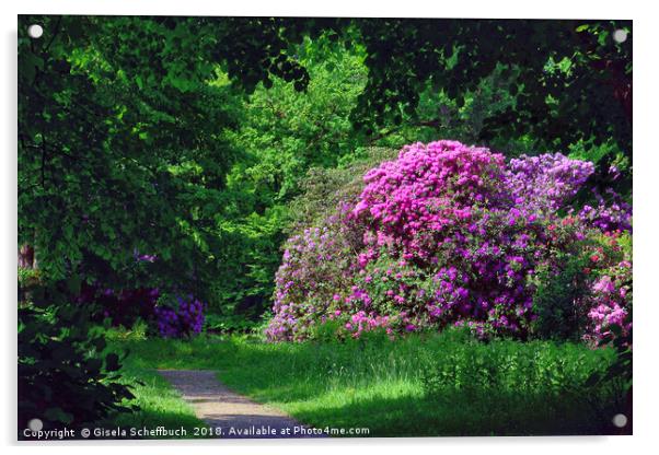 Amazing Rhododendron in the Park Acrylic by Gisela Scheffbuch