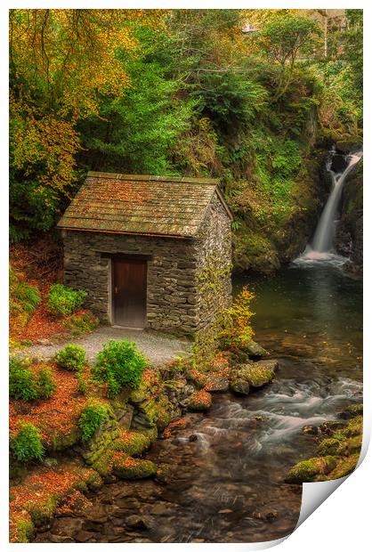 Autumn at Rydal Falls Print by Paul Andrews