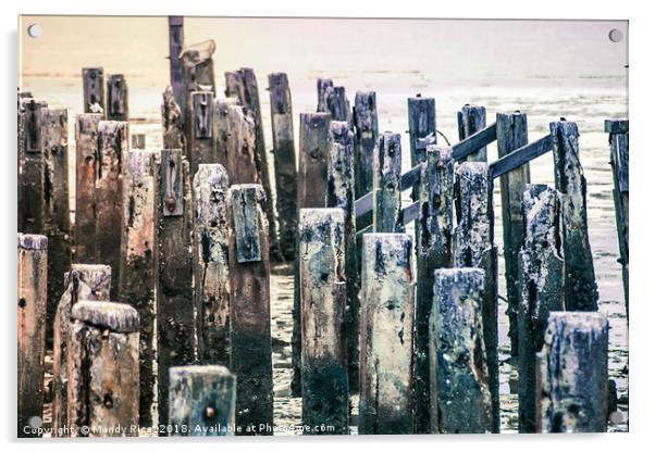 Broken weathered pier Acrylic by Mandy Rice