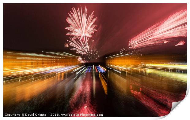 River Of Light Fireworks Abstract  Print by David Chennell
