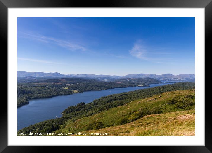 Windermere from Gummer's How Framed Mounted Print by Gary Turner