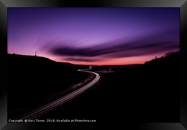 Motorway Sunset Framed Print by Gary Turner