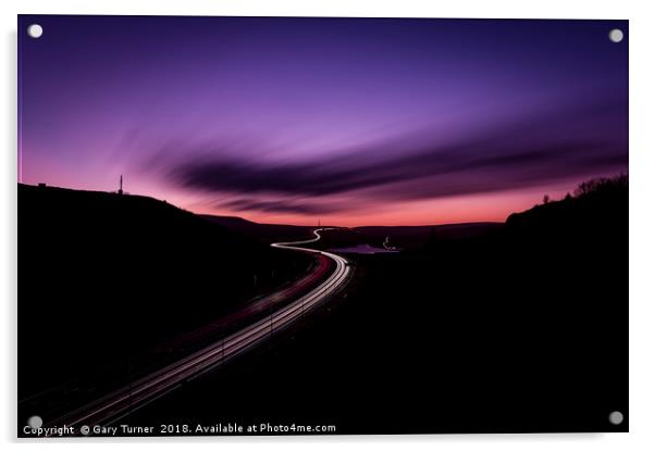 Motorway Sunset Acrylic by Gary Turner