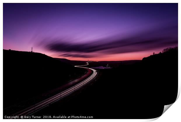 Motorway Sunset Print by Gary Turner
