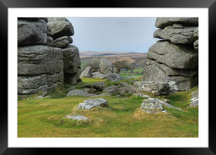 Combestone Tor Framed Mounted Print by Diana Mower