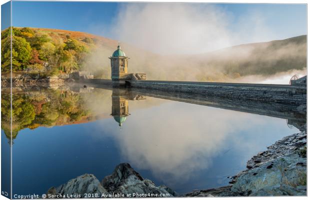 Frosty Penygarreg and the morning sun -Elan Valley Canvas Print by Sorcha Lewis