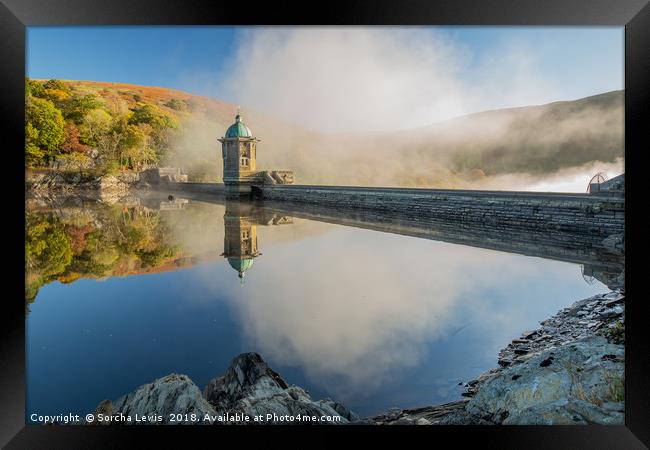 Frosty Penygarreg and the morning sun -Elan Valley Framed Print by Sorcha Lewis