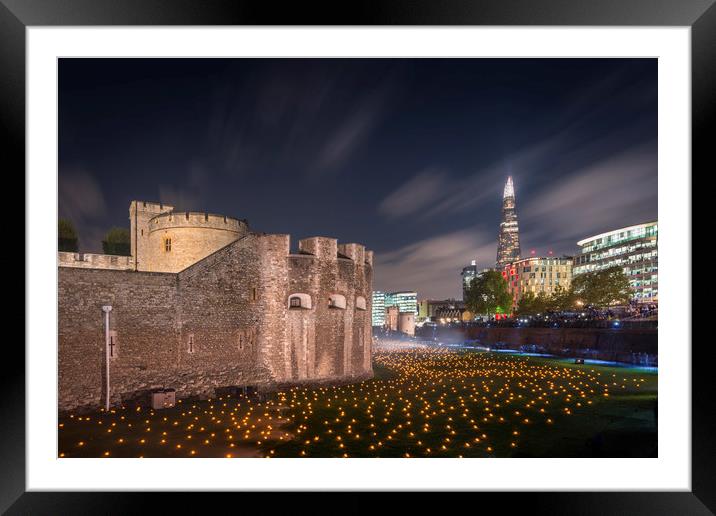 Flames at the Tower Framed Mounted Print by James Rowland