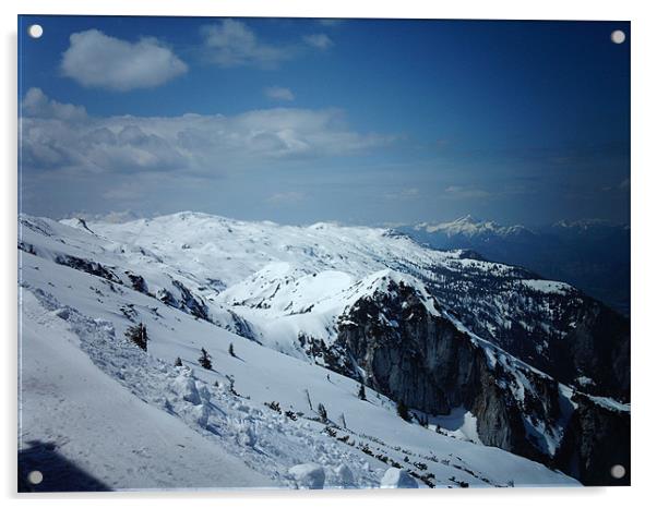 Snowy Mountains Of Austria Acrylic by kelly Draper