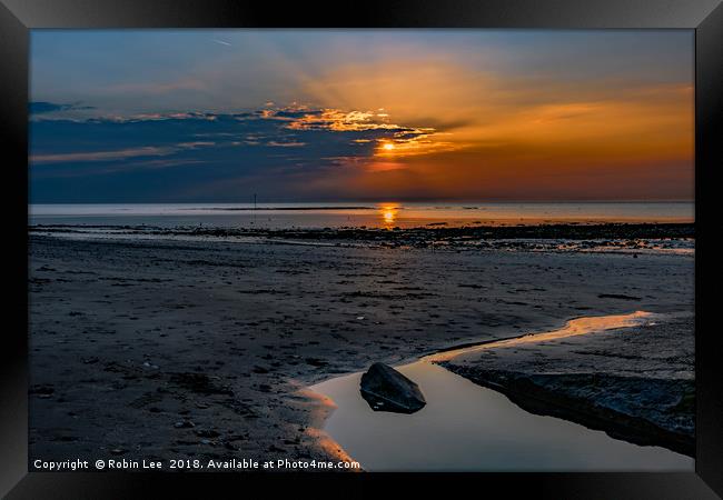 Margate Seascape Sunset Framed Print by Robin Lee