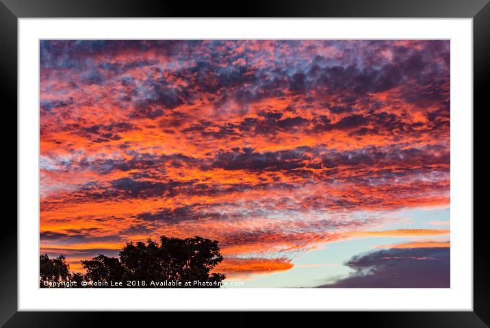 Fire in the Sky at Sunset Framed Mounted Print by Robin Lee