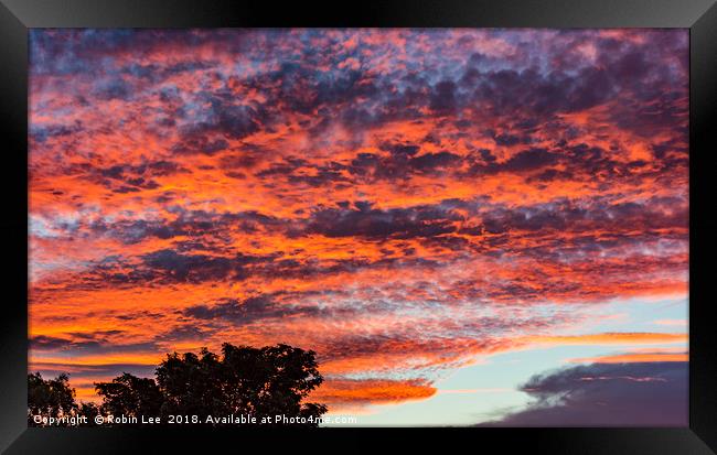Fire in the Sky at Sunset Framed Print by Robin Lee