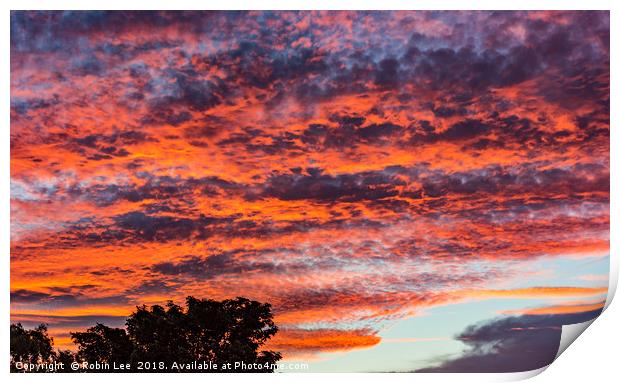 Fire in the Sky at Sunset Print by Robin Lee