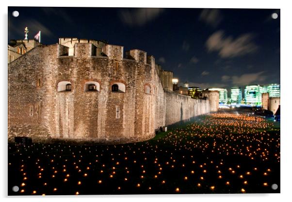 Tower of London torch lit candles lanterns Acrylic by Andy Evans Photos
