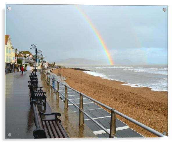 Lyme Regis rainbow Acrylic by David Neighbour