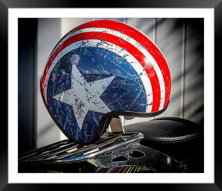 US Motorcycle helmet Framed Mounted Print by Jonathan Thirkell
