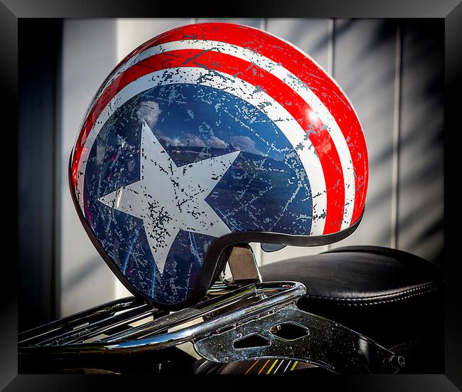 US Motorcycle helmet Framed Print by Jonathan Thirkell