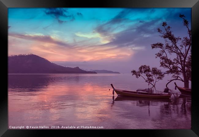 Dawn in Phang Nga Bay from Phuket, Thailand Framed Print by Kevin Hellon