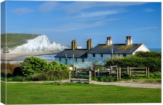 The Seven Sisters from Cuckmere Haven. Canvas Print by Diana Mower