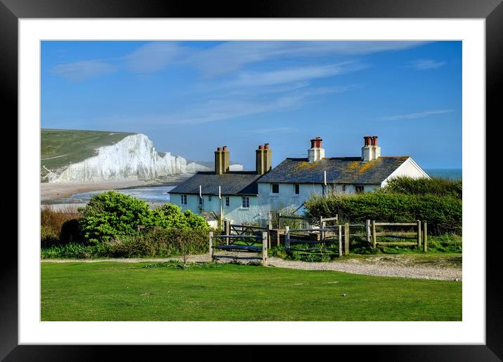 The Seven Sisters from Cuckmere Haven. Framed Mounted Print by Diana Mower