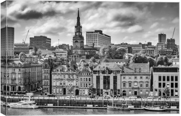 Newcastle's famous quayside in mono Canvas Print by Naylor's Photography